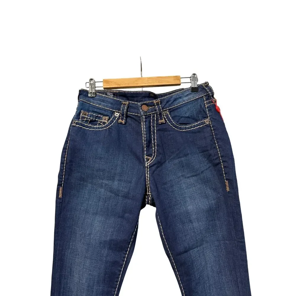 True Religion Jennie mid rise curvy skinny jean bright sapphire sz 31